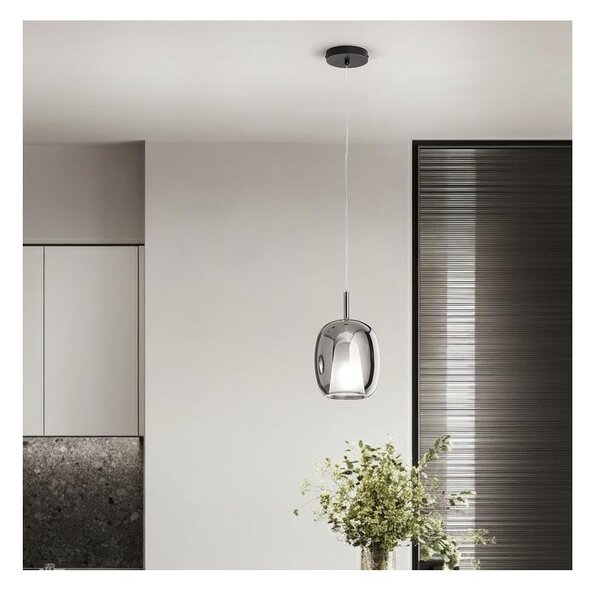 Ondaluce - Полилей на кабел THELMA 1xE27/15W/230V Ø 19,5 см черен/димно сив