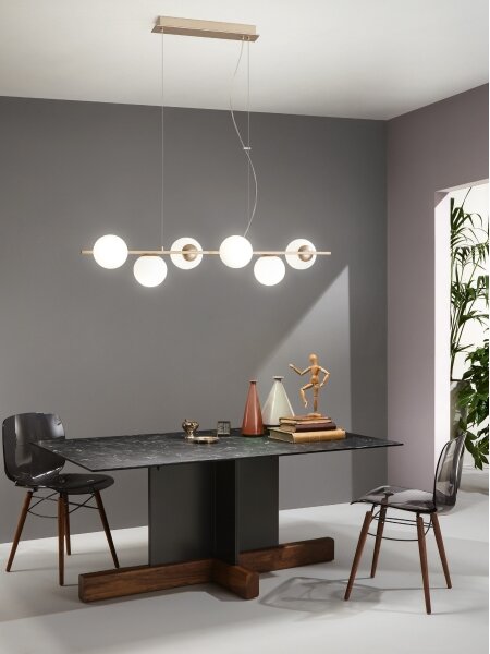 Ondaluce - Полилей на кабел MONILE 6xE14/10W/230V златист/бял