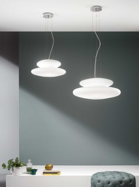 Ondaluce - Подвесен полилей на кабел PAGODA 3xE27/15W/230V + 2xE27/15W Ø 50 см бял