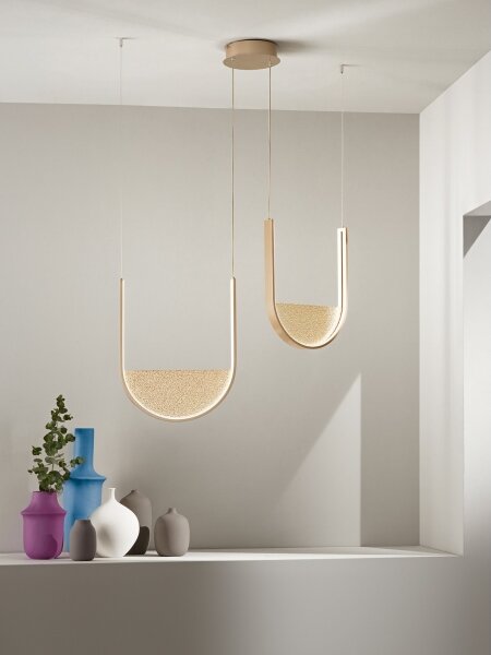 Ondaluce - LED димируема висяща лампа на кабел LOTUS LED/55W/230V златна