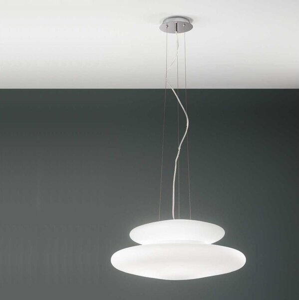 Ondaluce - Подвесен полилей на кабел PAGODA 3xE27/15W/230V + 2xE27/15W Ø 50 см бял