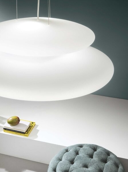 Ondaluce - Подвесен полилей на кабел PAGODA 3xE27/15W/230V + 2xE27/15W Ø 50 см бял