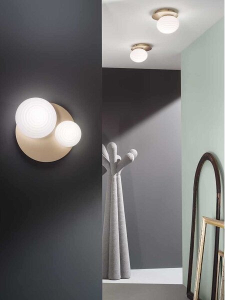 Ondaluce - Стенно осветително тяло TONDO 1xE14/10W/230V + 1xE27/15W златисто/бяло