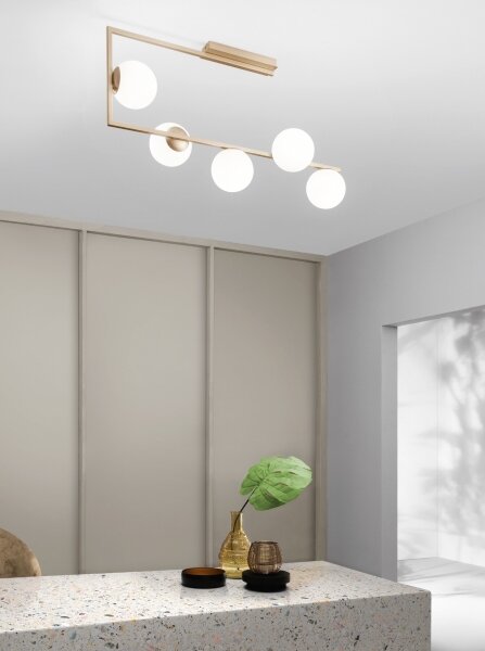 Ondaluce - Полилей на тръба MONILE 5xE14/10W/230V златист/бял