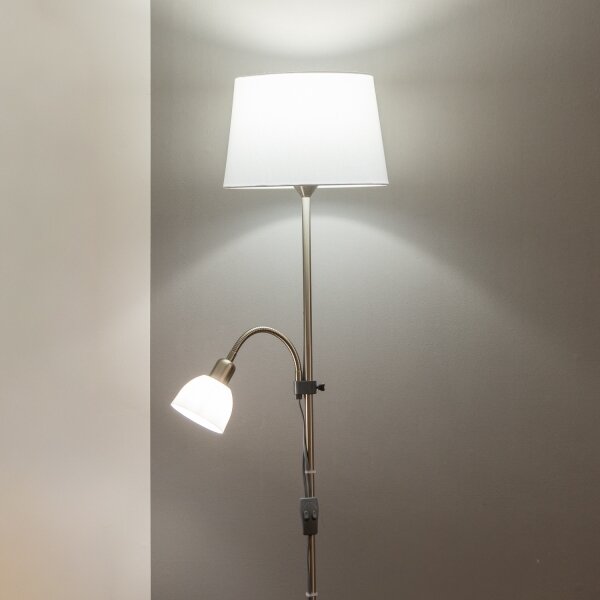 Brilagi - Подова лампа CERIA 1xE27/100W/230V + 1xE14/25W матов хром/бял