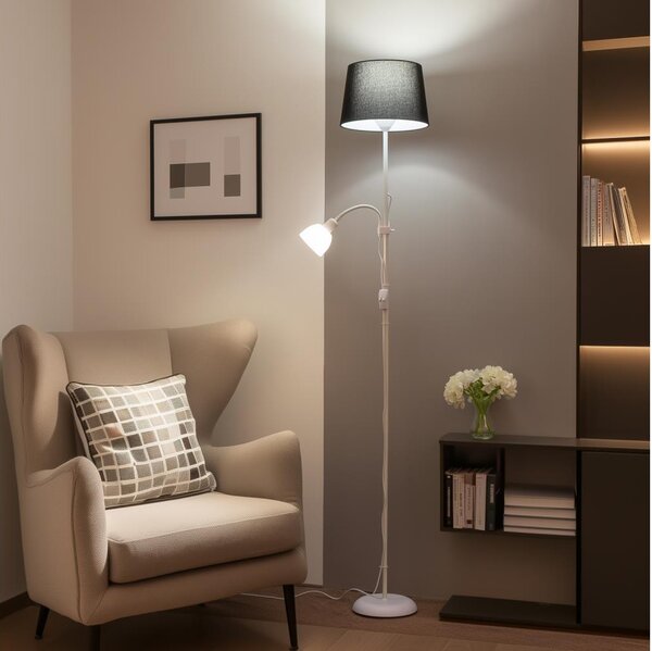 Brilagi - Подова лампа CERIA 1xE27/100W/230V + 1xE14/25W бяла/черна