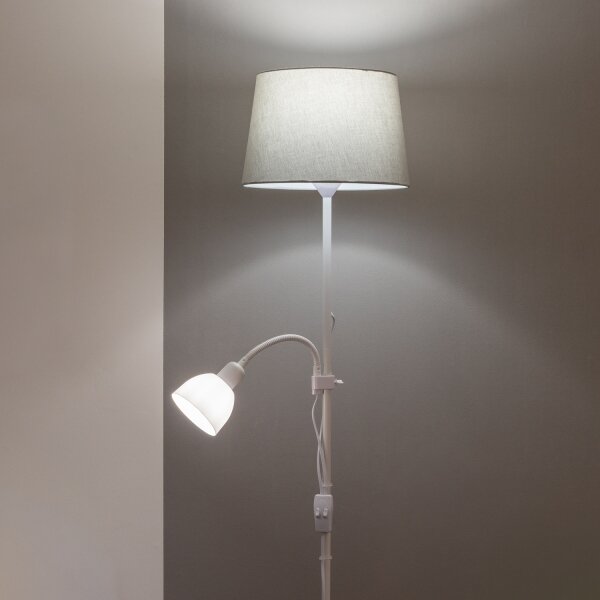Brilagi - Подова лампа CERIA 1xE27/100W/230V + 1xE14/25W бяла/сива