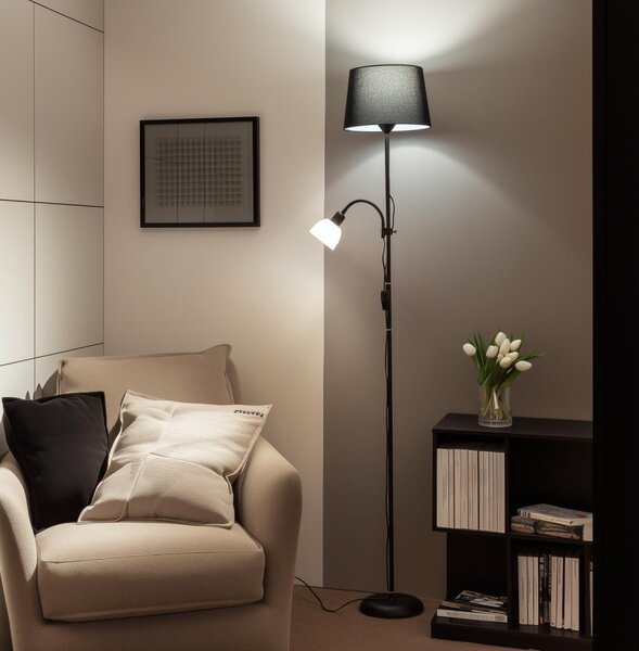 Brilagi - Подова лампа CERIA 1xE27/100W/230V + 1xE14/25W черна
