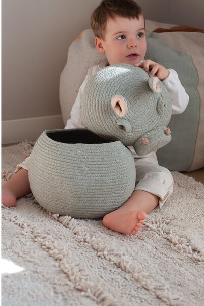 Светлосиня текстилна детска кошница за играчки ø 25x30 cm Henry the Hippo – Lorena Canals