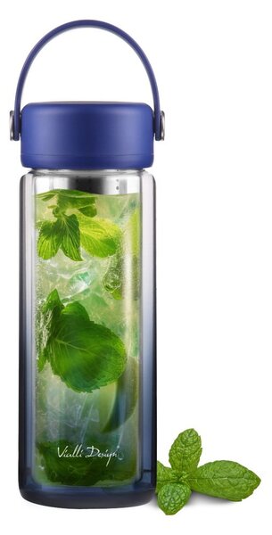 Синя стъклена бутилка 350 ml Fuori – Vialli Design