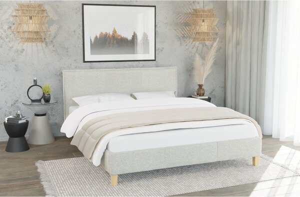 Бежово единично легло 90x200 cm тапицирано с включена подматрачна рамка Tina – Ropez