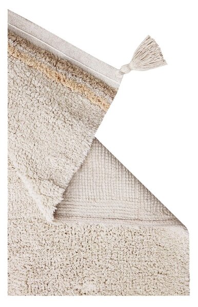 Кремав ръчно изработен памучен килим подходящ за пране 120x160 cm Bloom Natural – Lorena Canals