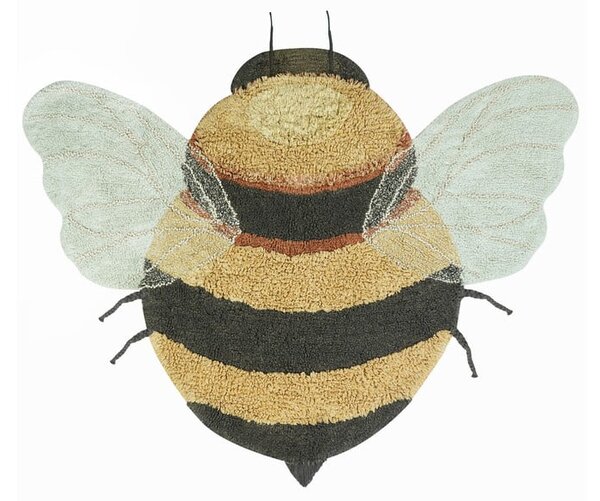 Жълт ръчно изработен памучен детски килим подходящ за пране 115x150 cm Bee – Lorena Canals