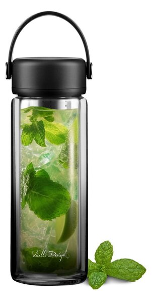 Черна стъклена бутилка 350 ml Fuori – Vialli Design