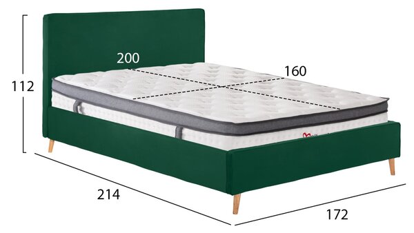 Двойно легло с матрак INDRA кадифе кипарис цвят матрак 160x200см