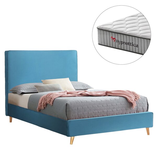 Полудвойно легло с матрак MAYLIN КГ10758.02 тюркоазено кадифе - матрак 120x200см