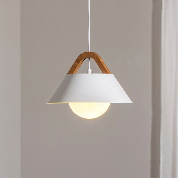 Luminex Висяща лампа Funda, бяла, Ø 30 cm, 1-пламъчна, метал/стъкло, Затъмняване, Бял, Дневна/трапезария, Метал, Модерен