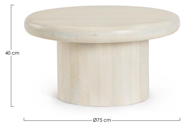 Кремава кръгла масичка за кафе от масивно манго ø 75 cm Lopez – Bizzotto