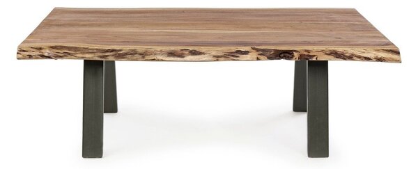 Черна/в естествен цвят масичка за кафе с акациев плот 65x115 cm Aron – Bizzotto