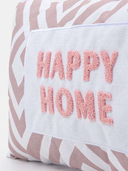 Sinsay - Декоративна възглавница с надпис HAPPY HOME - телесен цвят