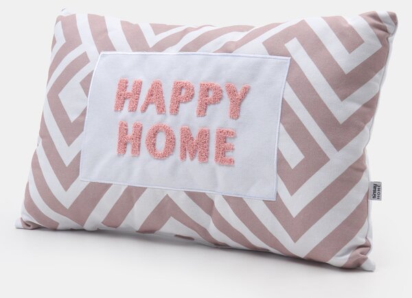 Sinsay - Декоративна възглавница с надпис HAPPY HOME - телесен цвят