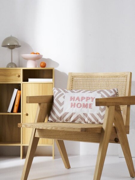 Sinsay - Декоративна възглавница с надпис HAPPY HOME - телесен цвят