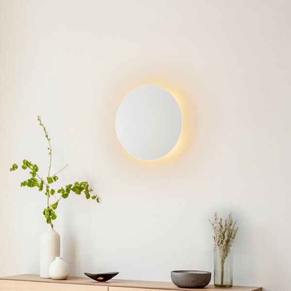 TK Lighting Стенна лампа Lunia New, бяла, Ø 30 cm, Затъмняване, Бял, Дневна/трапезария, Метал