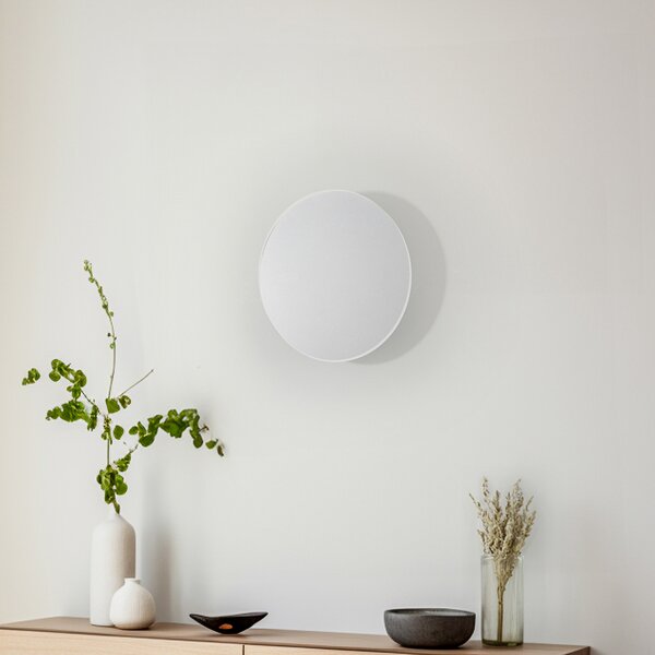 TK Lighting Стенна лампа Lunia New, бяла, Ø 30 cm, Затъмняване, Бял, Дневна/трапезария, Метал