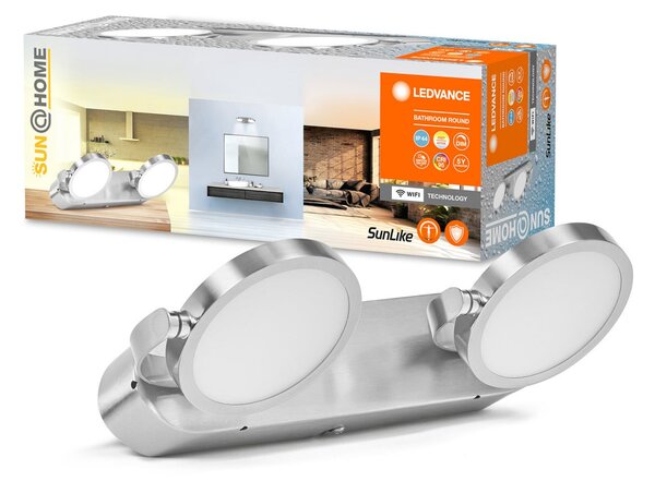 LEDVANCE SMART+ SUN@Home LED спот за стена в банята с 2 светлини, Затъмняване, Сив, Баня, Метал, Модерен, Кръгла стена