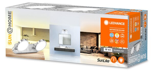 LEDVANCE SMART+ SUN@Home LED спот за стена в банята с 2 светлини, Затъмняване, Сив, Баня, Метал, Модерен, Кръгла стена
