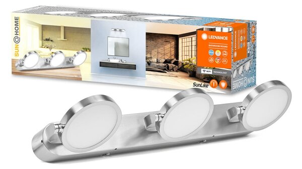 LEDVANCE SMART+ SUN@Home Баня LED стена спот 3 светлина, Затъмняване, Сив, Баня, Метал, Модерен, Кръгла стена