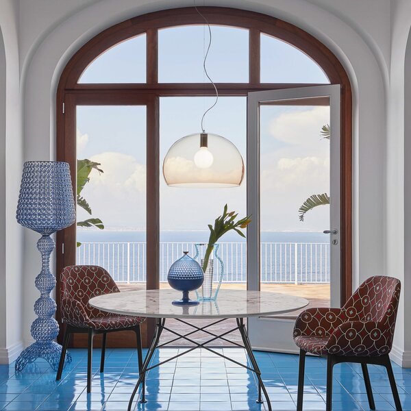 Kartell Висяща лампа FL/Y, Ø 52 cm, кафява, Затъмняване, Кафяв / ръждив, Дневна/трапезария, Пластмаса, Дизайн