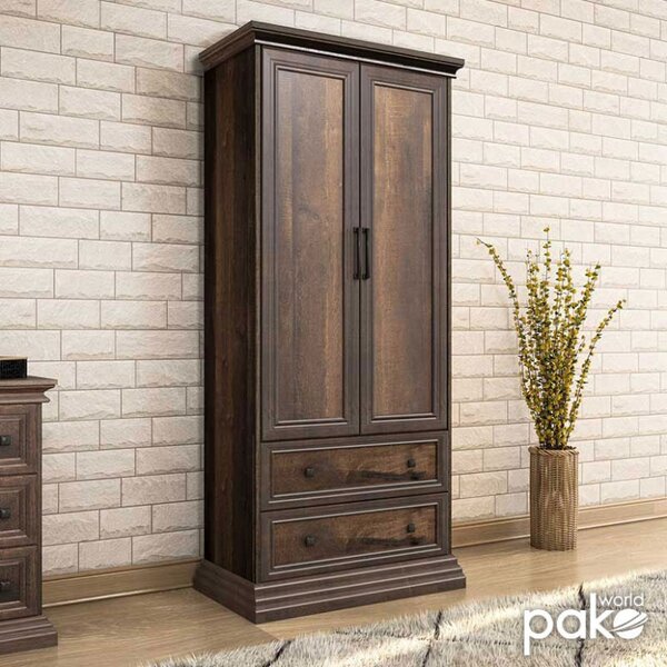 Шкаф Моцарт с 2 врати и чекмеджета цвят орех 83x52x202.5 см
