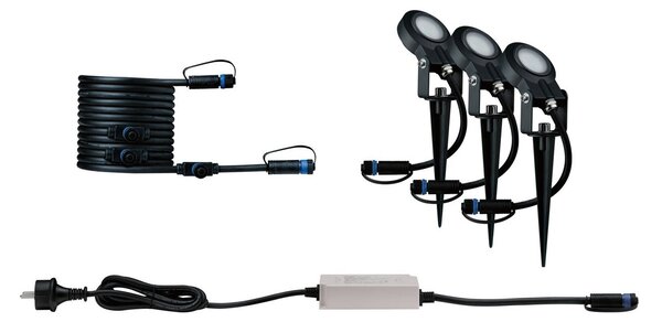 Paulmann Plug & Shine Sting Spot 2200K 3x основен комплект, Затъмняване, Черен, Метал, Модерен