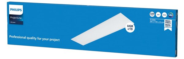 Philips ProjectLine LED панел UGR<19 840 120x30cm, Бял, кабинет / офис, Метал, Ъглово вградено осветление