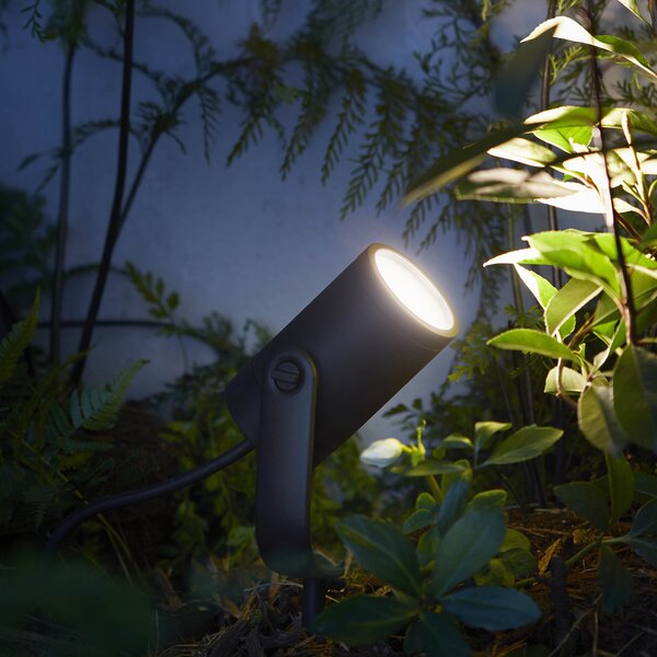 Philips Hue LED прожектор Lily, комплект от 3, мост, RGB, CCT, IP65, Затъмняване, Черен, Метал, Модерен