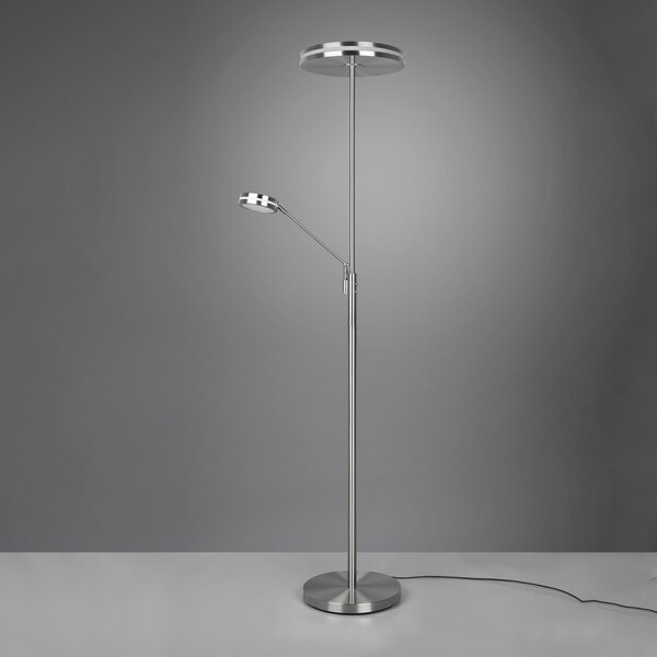 Trio Lighting LED плафон Franklin, лампа за четене, никел матов, Затъмняване, Сив, Дневна/трапезария, Метал, Модерен, Светлина за четене