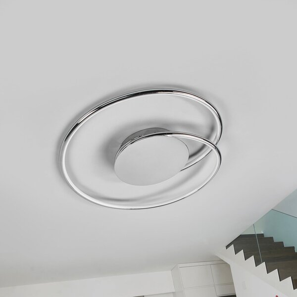 Lindby LED лампа за таван Joline, комплект от 2 броя, Ø 46 cm, цвят хром, Металик, Дневна/трапезария, Метал, Модерен